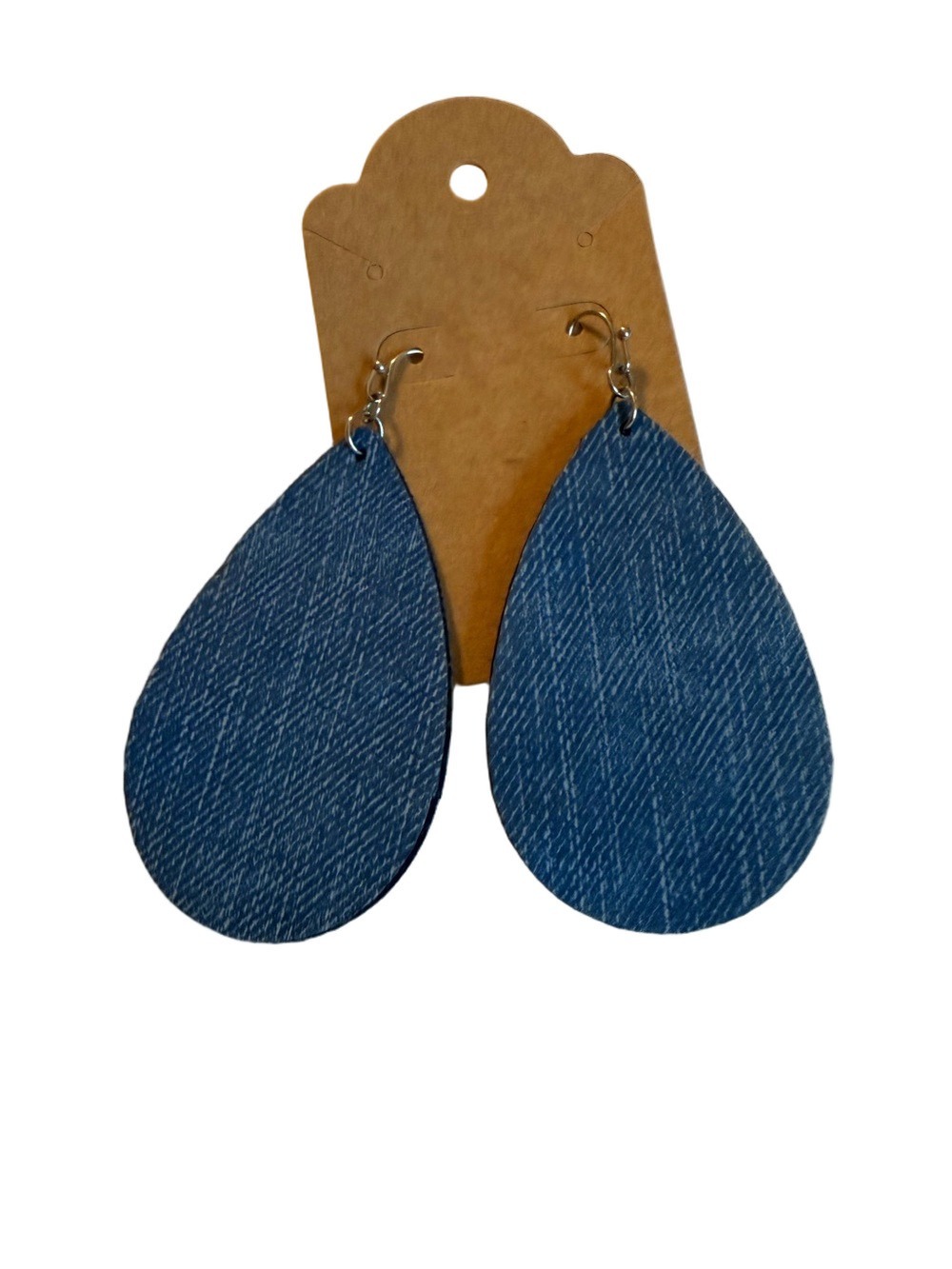 Blue Teardrop Earrings Denim Effect